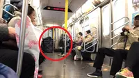 Tunawisma penghuni subway New York (Sumber: Twitter/pinotski)
