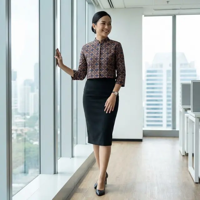 Ilustrasi Model Atasan Batik Crop
