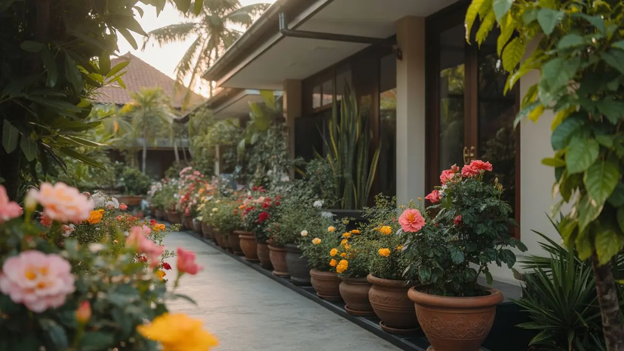 bunga hias depan rumah
