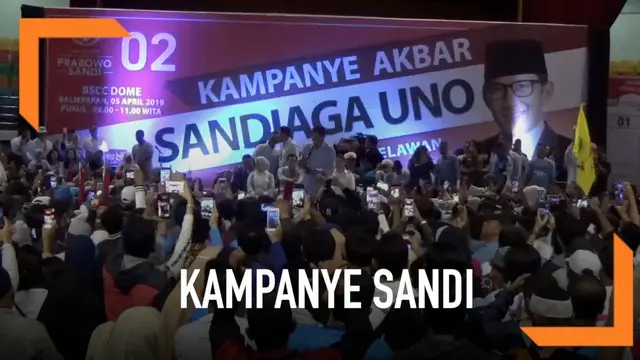 Sandiaga Uno melanjutkan kampanye di Kalimantan Timur. Sandi berjanji bersama Prabowo akan membawa perubahan untuk Indonesia.