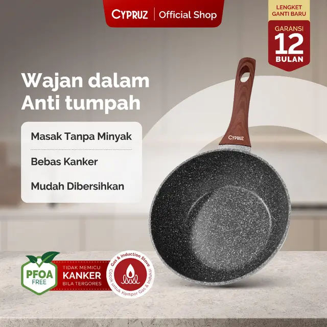 Cypruz Marble Series Wok Pan (dok. Shopee)