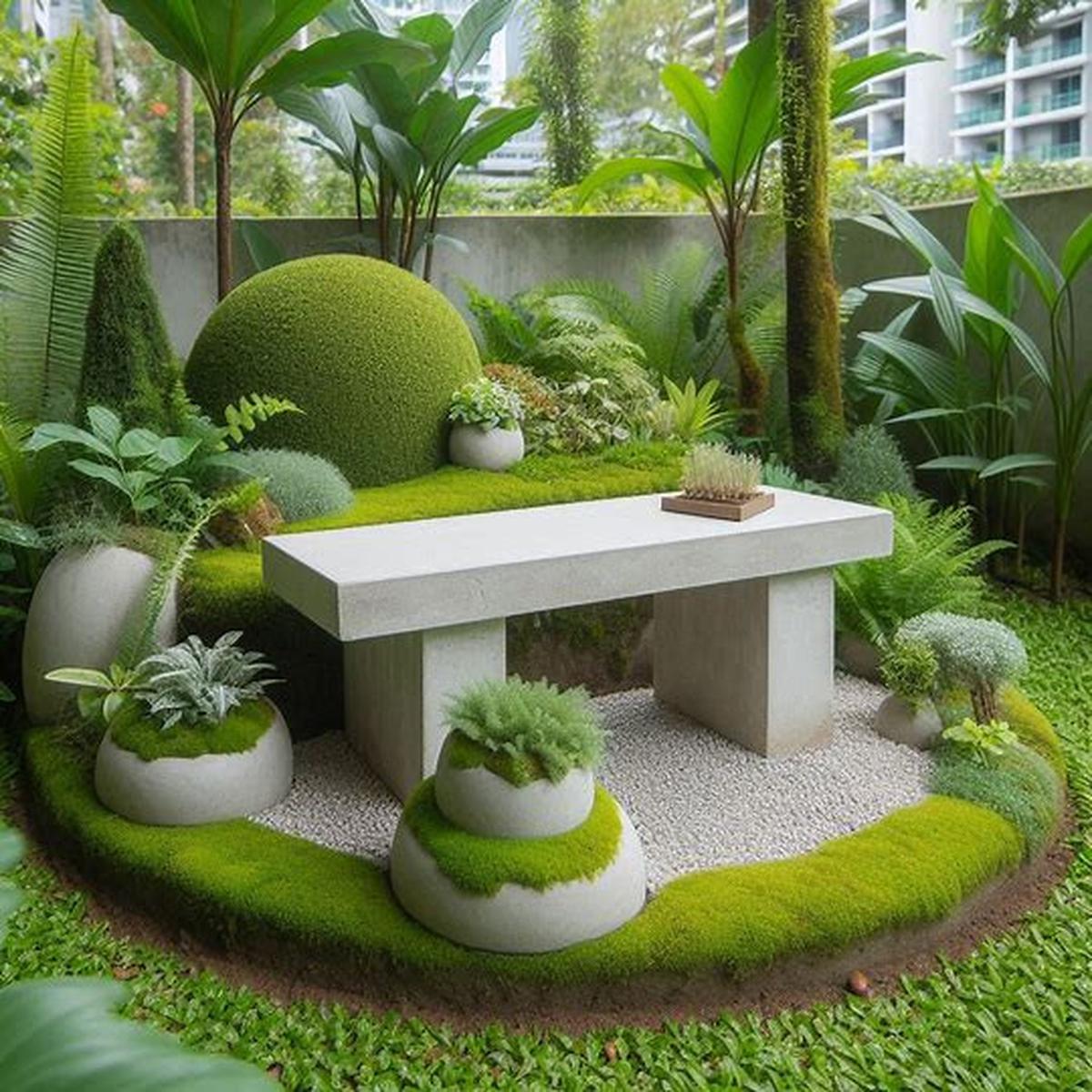 Bangku Taman Beton Outdoor Mini