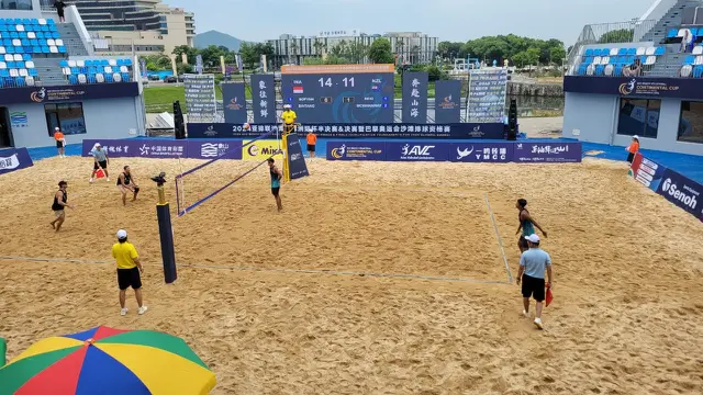 Pertandingan bola voli antara Indonesia dan Selandia Baru