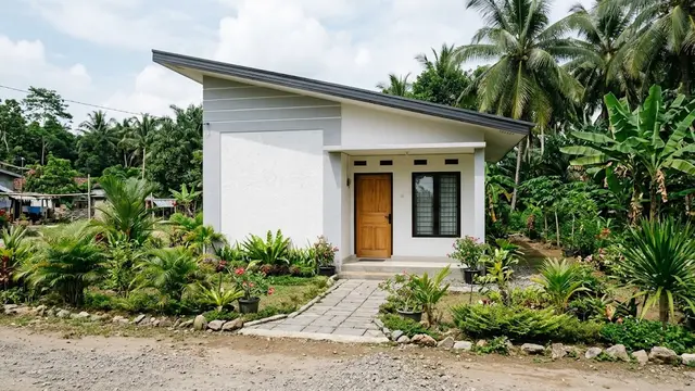 Rumah Desa Minimalis dengan Atap Miring