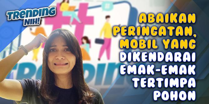 VIDEO: Trending Nih! Abaikan Peringatan, Mobil yang Dikendarai Emak-emak Tertimpa Pohon