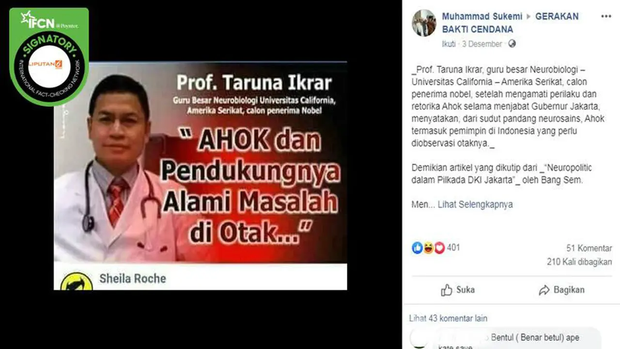 [Cek Fakta] Gambar Tangkapan Layar Kabar Tentang Ahok