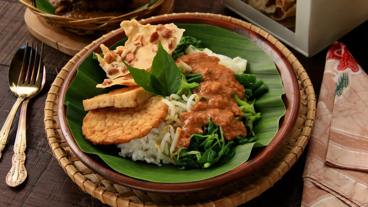 Ilustrasi nasi pecel sayur