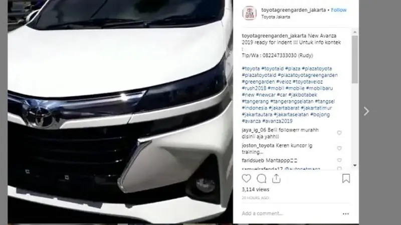 Toyota Avanza 2019 varian G