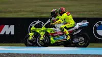 Duo Pertamina Enduro VR46 Racing Team Franco Morbidelli dan Fabio Di Giannantonio beraksi di MotoGP Argentina 2025. (Dok Pertamina Enduro VR46 Racing Team)