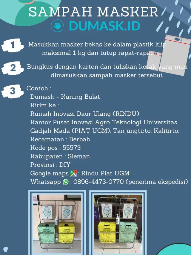 Dumask Siap Tampung Masker Sekali Pakai Bekas dari Rumah Tangga