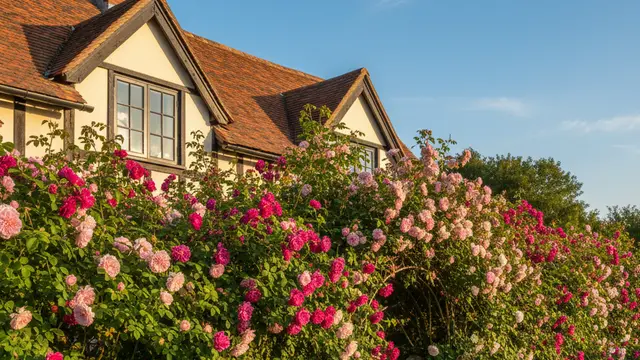 Pagar rumah dari Rosa rugosa (Gemini AI)