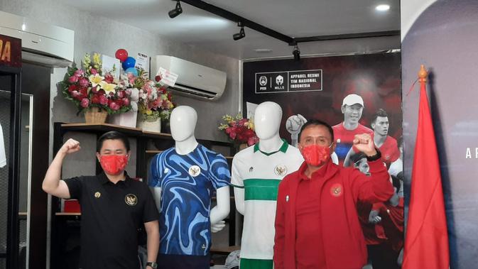 Launching jersey tandang Timnas Indonesia buatan Mills yang dihadiri PSSI, Senin (27/7/2020) di Jakarta. (Istimewa).
