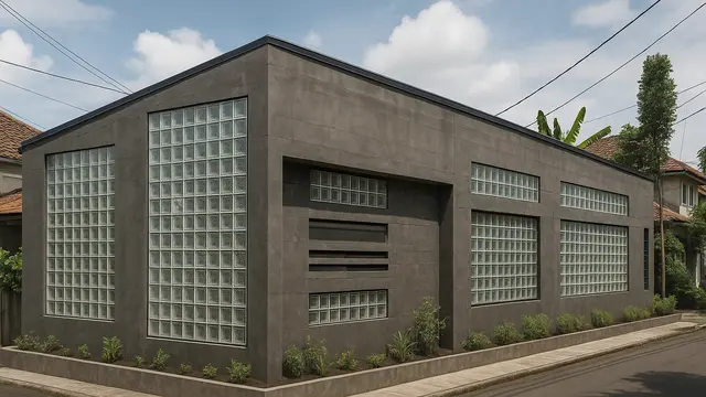 Desain Rumah Industrial dengan Glass Block 2025/via AI