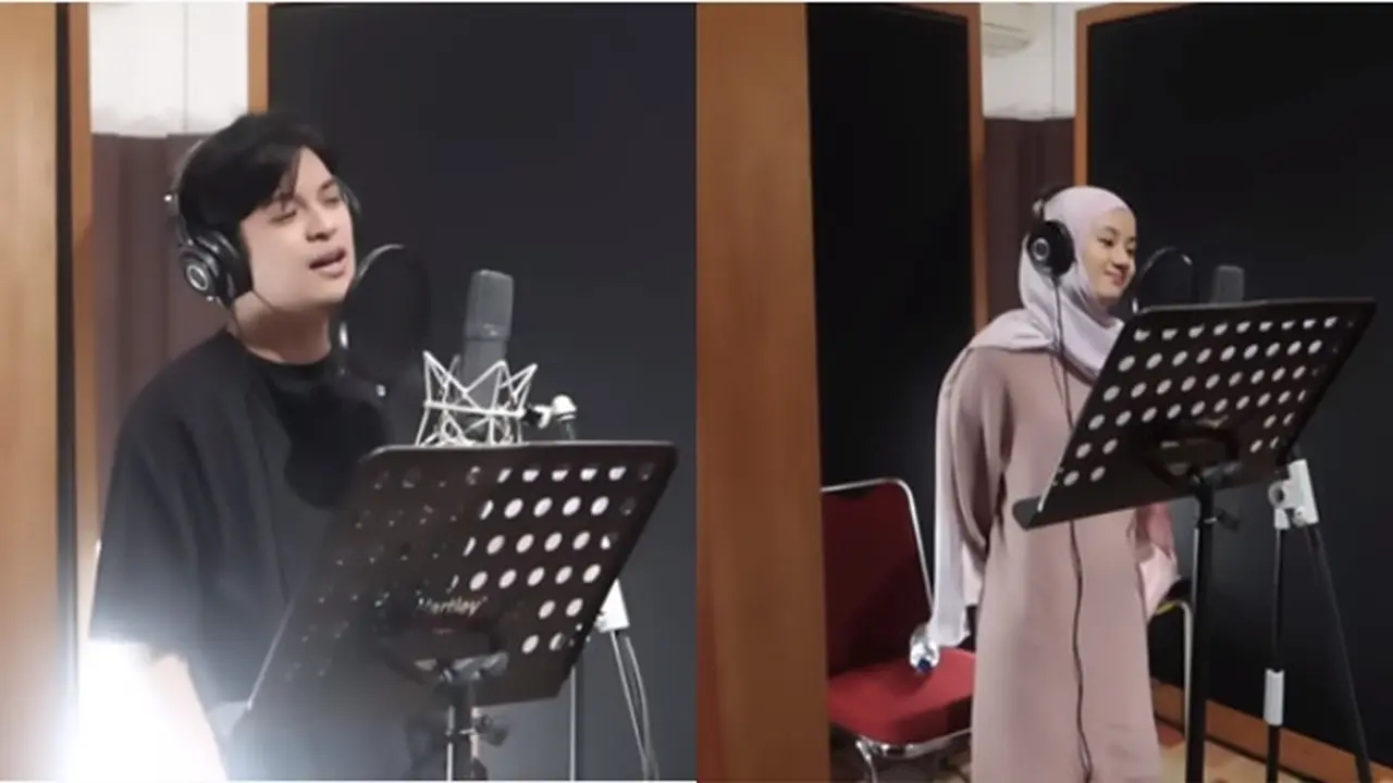 Pertama Kali Nyanyi Bareng, Ini 6 Momen Dinda Hauw dan Rey Mbayang saat Rekaman