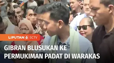 Calon Presiden nomor urut 02, Gibran Rakabuming Raka blusukan ke kawasan Warakas, Jakarta Utara. Dalam safari politiknya, Gibran mengecek posko kesehatan warga serta membagikan buku.