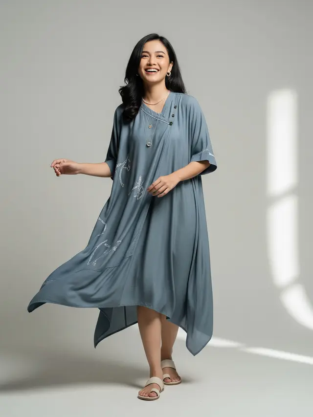 Daster Centini dengan Potongan Asimetris