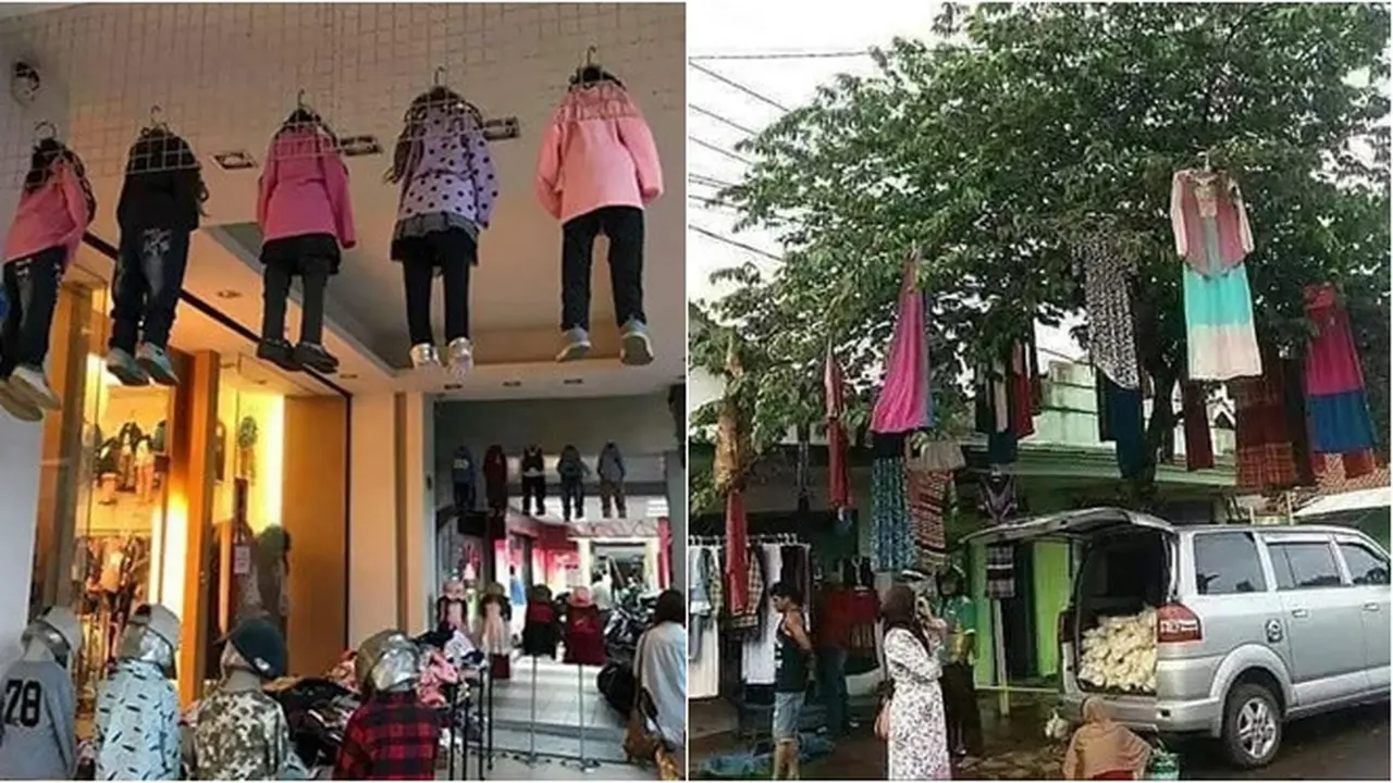 6 Potret Nyeleneh Toko Baju Memajang Dagangannya, Bikin Tepuk Jidat