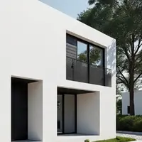 Ilustrasi Rumah Minimalis Putih dengan List Hitam (Sumber Gambar: Meta AI)