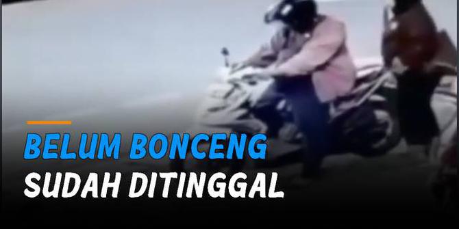VIDEO: Belum Bonceng, Pengendara Motor Sudah Tancap Gas