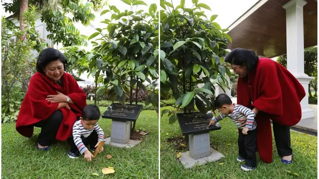 Gaya Ani Yudhoyono Saat Ngemong Cucu