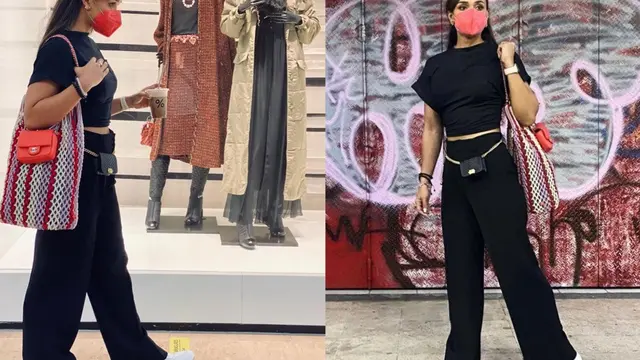 Ardinia Wirasti dalam busana kasual serba hitam