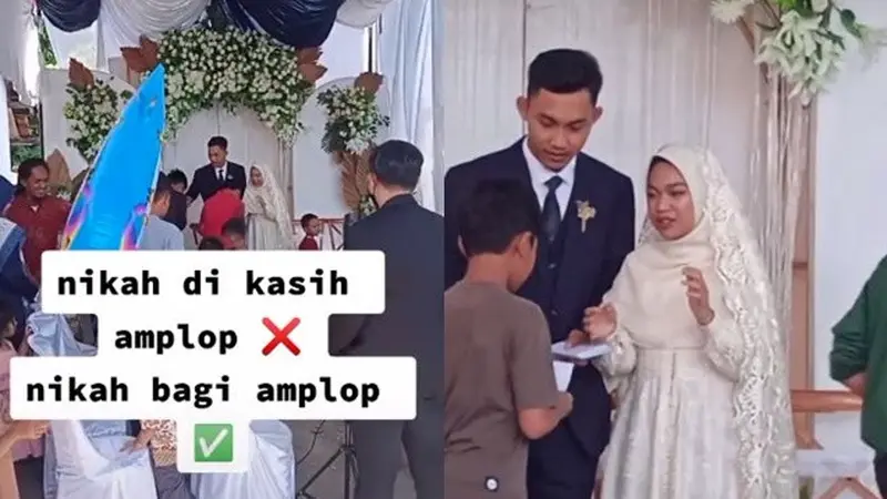 Viral Aksi Pengantin Bagi-bagi Amplop di Hari Pernikahannya, Bikin Salut