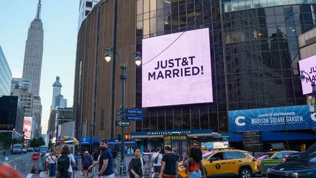 Pernikahan Taylor Swift dan Travis Kelce pada Jumat, 3 Juli 2026,  di New York. (AP Photo/Ryan Murphy)