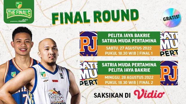 Link Live Streaming Grandfinal IBL Tokopedia 2022 Pelita Jaya Bakrie Vs Satria Muda Pertamina di Vidio 27-28 Agustus