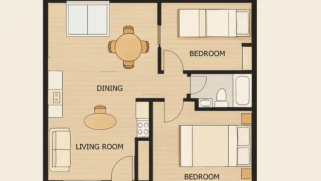 Denah Rumah 1 Lantai dengan Ruang Tamu Mini