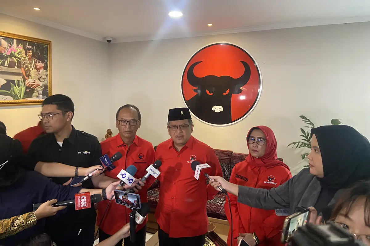 Sekjen PDIP Hasto Kristiyanto saat ditemui wartawan di Sekolah Partai DPP PDIP, Jalan Lenteng Agung Jakarta, Kamis (17/8/2023).