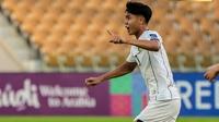Pemain Timnas Indonesia U-17, Nazriel Alfaro, saat menghadapi Korea Selatan pada laga pertama Grup C Piala Asia U-17 2025. (Dok. Timnas Indonesia)