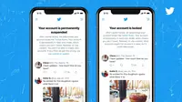 Twitter uji coba notifikasi bagi para pengguna yang akunnya ditangguhkan atau dikunci karena dianggap melanggar aturan (Dokumentasi Twitter)