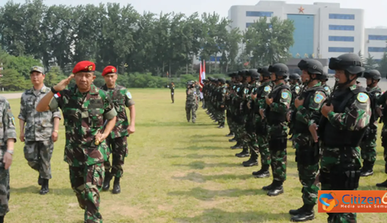 Citizen6, China: Latihan bersama anti teror antara TNI dengan PLA diharapkan menjadi jembatan dalam memperkuat hubungan dan kerjasama penguatan kapasitas serta kapabilitas kedua Angkatan Bersenjata. (Pengirim: Badarudin Bakri).