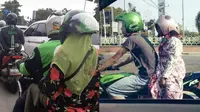 6 Potret Emak-Emak Pakai Helm Terbalik Ini Bikin Senyum Nyengir (sumber: 1cak Twitter/txtdarigajelas)