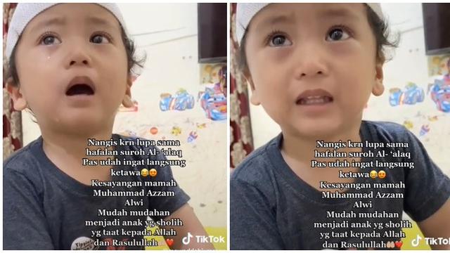 Viral Anak Kecil Ini Menangis Karena Lupa Hafalan Al-Quran, Menyentuh Hati