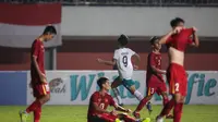 Pemain Timnas Indonesia U-16, Muhammad Kafiatur Rizky lakukan selebrasi usai cetak gol ke gawang Vietnam di final Piala AFF U-16 2022. (Bagaskara Lazuardi/Bola.com)