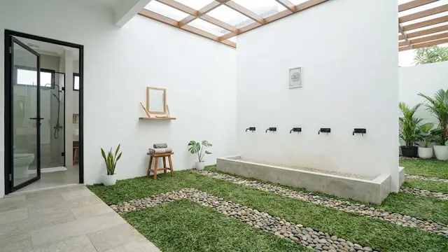 Tempat Wudhu dengan Rumput Sintetis
