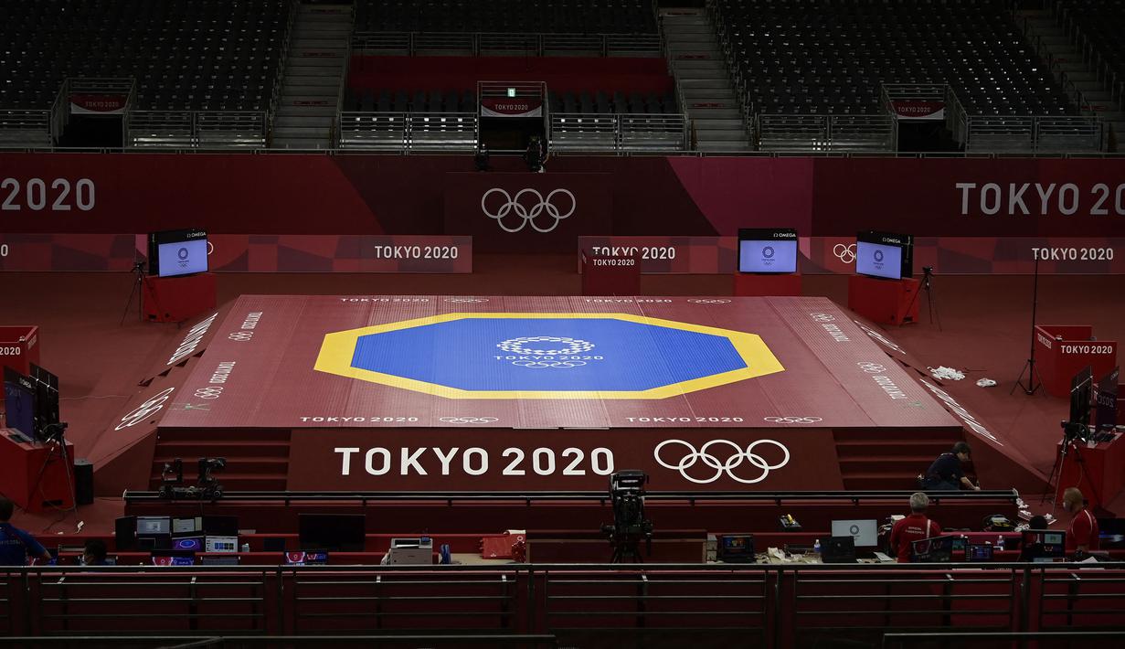 Makuhari Messe Hall Pusat merupakan venue yang terletak di Kota Chiba, Prefektur Chiba, Jepang. Pada Olimpiade Tokyo 2020, nantinya tempat ini akan digunakan untuk cabang olah raga tinju. (AFP/Javier Soriano)