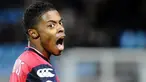 Selebrasi gelandang Lille asal Brasil, Michel Bastos setelah mencetak gol ke gawang Havre dalam lanjutan Ligue 1 di Lille-Metropole Stadium, Villeneuve-d'Ascq, 20 Desember 2008. AFP PHOTO/DENIS CHARLET 