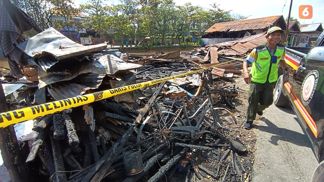 Puin kebakaran di Kota Banjarmasin Kalimantan Selatan Kalsel