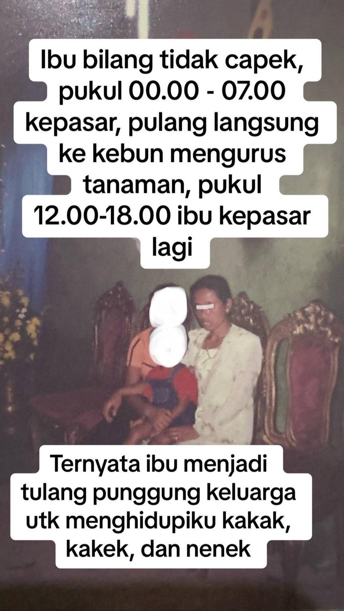 "Ternyata Ibu menjadi tulang punggung keluarga untuk menghidupiku kakak, kakek dan nenek," ujarnya menjelaskan alasan di balik kebohongan sang Ibu.<br>