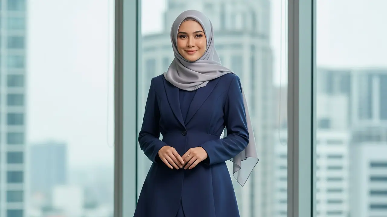 9 Model Gamis Kombinasi Blazer Formal untuk Acara Kantor, Pilihan Stylish Muslimah