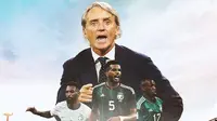 Ilustrasi - Arab Saudi (Roberto Mancini Dikelilingi Saud Abdulhamid, Ali Al-Bulaihy, dan Firas Al-Buraikan) (Bola.com/Adreanus Titus)