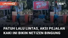 Seorang pejalan kaki patuh lalu lintas menarik perhatian