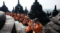 Kegiatan ini untuk menyambut Hari Tri Suci Waisak ke-2569 Buddhis Era (BE) tahun 2025. (YASUYOSHI CHIBA/AFP)