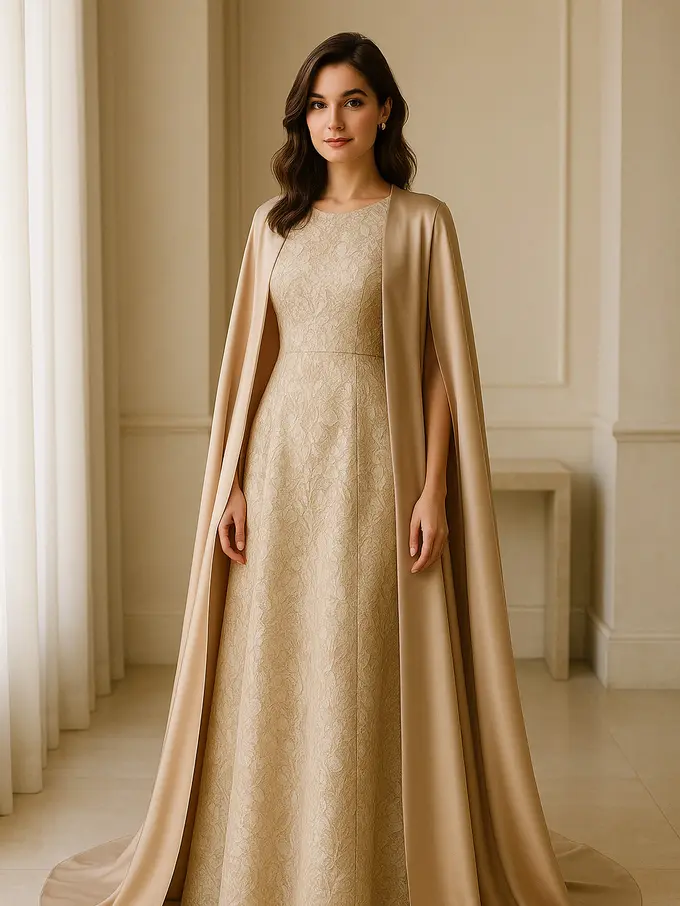 Model Long Dress Kombinasi Outer Satin