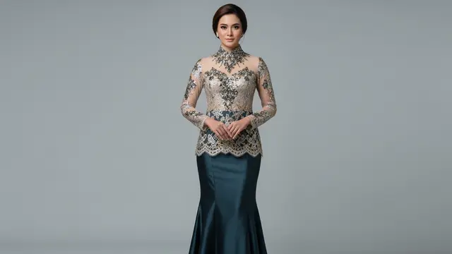 Atasan Kerah Tinggi Sheer