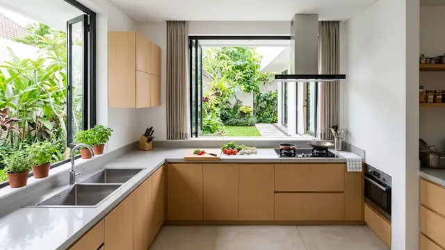 Inspirasi desain dapur yang rapi dan nyaman sehingga bikin masak jadi satset model dekat jendela