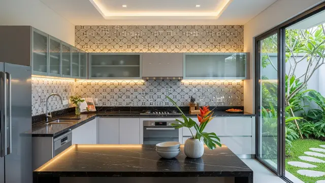 Model Dapur Terbuka Menempel Tembok Belakang