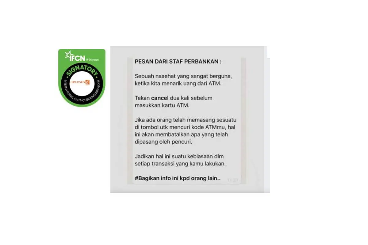 Cek Fakta pencegahan pencurian kartu atm